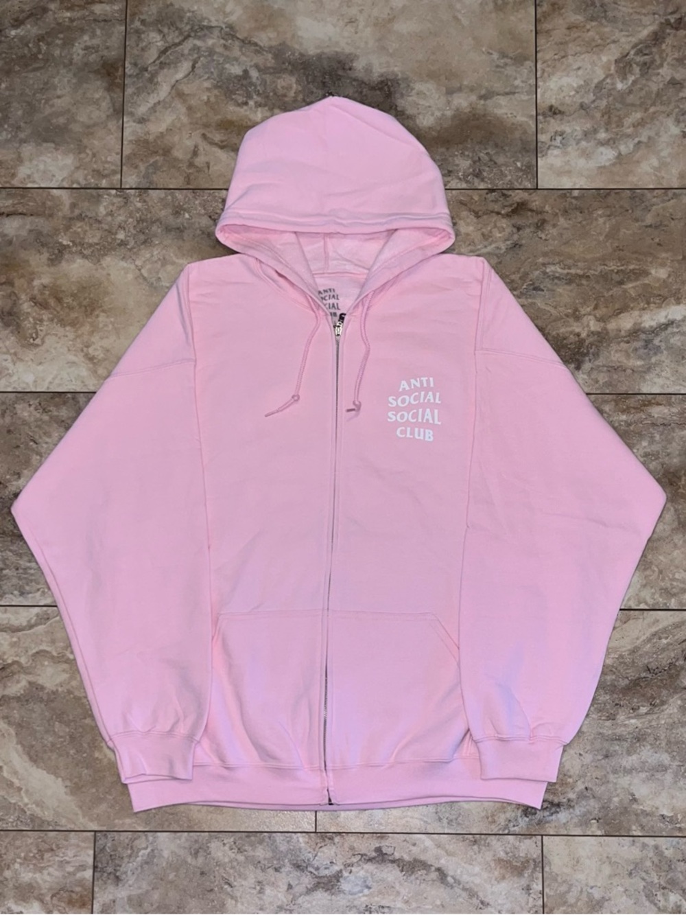 Anti Social Social Club “Know You Better” Pink Full Zip Hoodie Size XXL